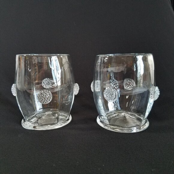 2 Juliska Cameron Double Old Fashioned Glasses READ Clear Glass 4"X4" (a) - Picture 4 of 16